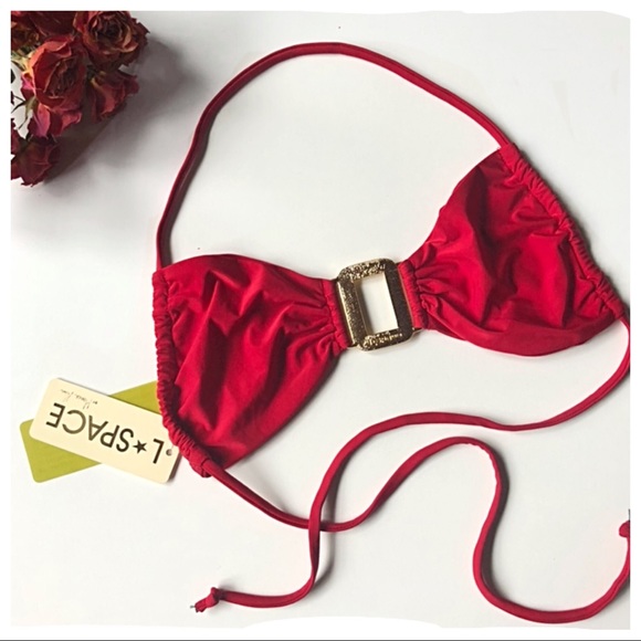 l*space Other - L*Space Red Bikini Top Gold Embellishment